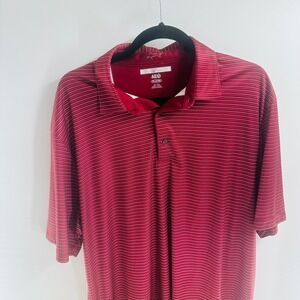 Greg Norman ML75 Play Dry Golf Polo Striped Red Short‎ Sleeve XL